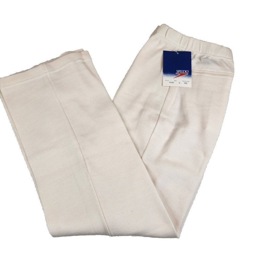 Vintage 80s Speedo Joggers Sweat Pants Ivory Mens S NEW Deadstock Straight Leg